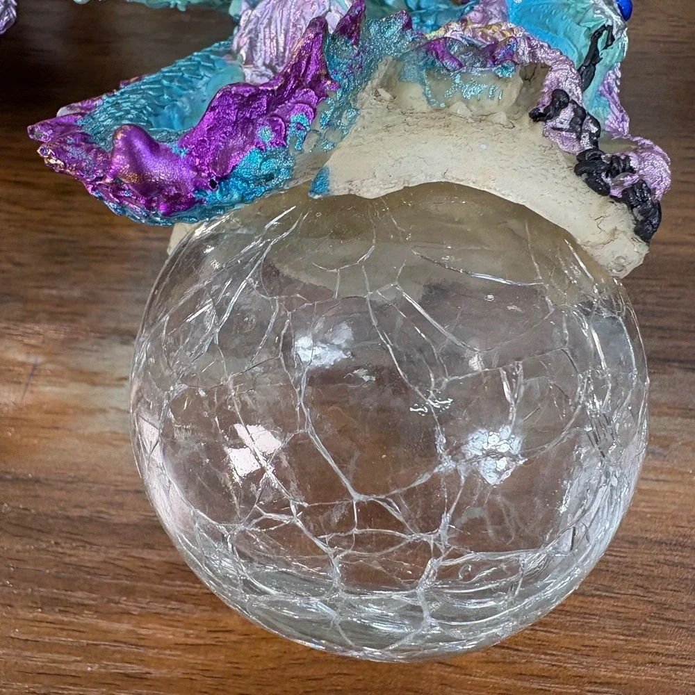 Mystical Dragons Holiday Ornaments on Crystal Ball and Resin Dragons‎ Lot of 7